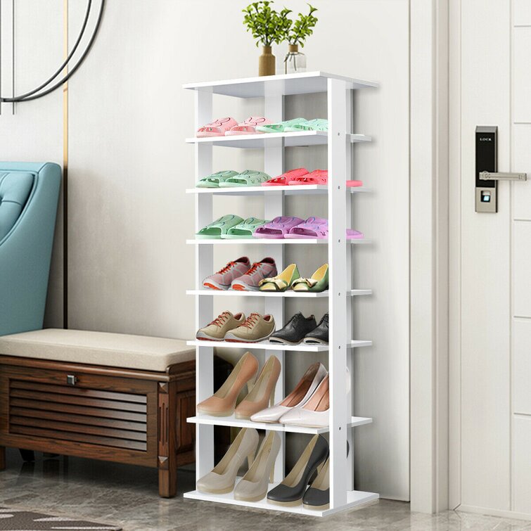 Wooden shoe discount rack with lock